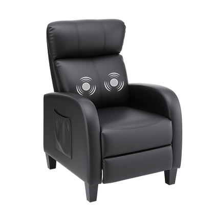 Artiss Massage Recliner Chair Small Recliner Sofa for Adults PU Leather Black-Furniture > Bar Stools &amp; Chairs > Arm Chairs &amp; Recliners-PEROZ Accessories