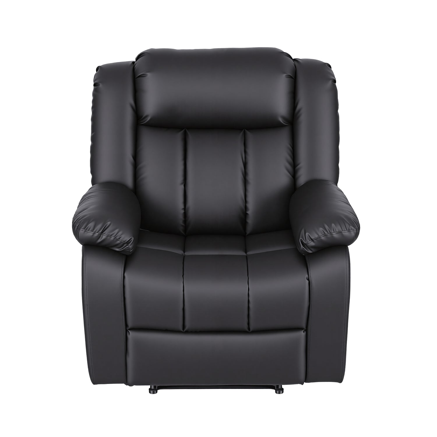 Artiss Manual Massage Recliner Chair for Living Room, Leather Sofa Lounge Reclining Chair with 2 USB Port, 160° Recline Reading Chair with 20CM Wide Armrests, 8 Point Vibration &amp; Lumbar Heat, Black-Furniture > Bar Stools &amp; Chairs > Arm Chairs &amp; Recliners-PEROZ Accessories