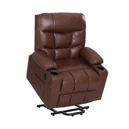 Artiss Recliner Chair Lift Assist Heated Massage Chair Leather Claude-Furniture > Bar Stools &amp; Chairs-PEROZ Accessories