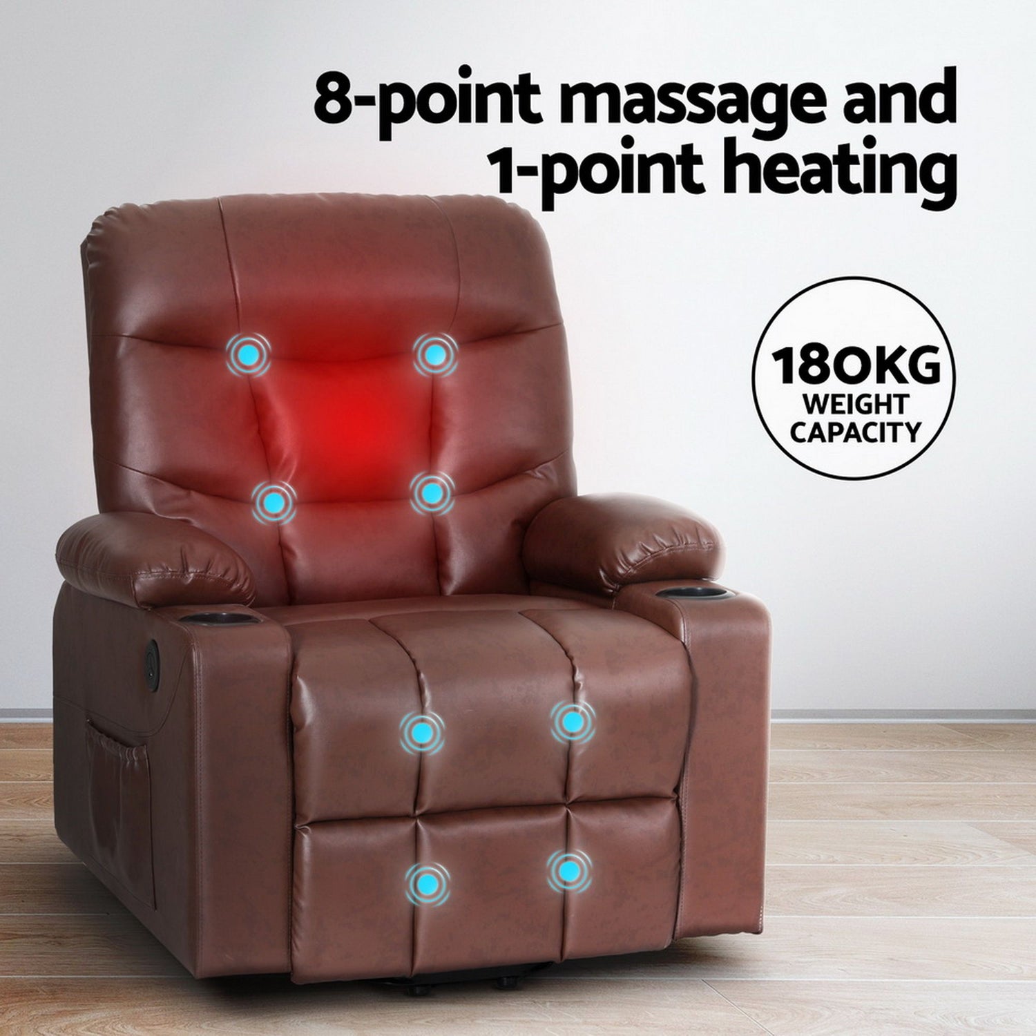 Artiss Recliner Chair Lift Assist Heated Massage Chair Leather Claude-Furniture > Bar Stools &amp; Chairs-PEROZ Accessories