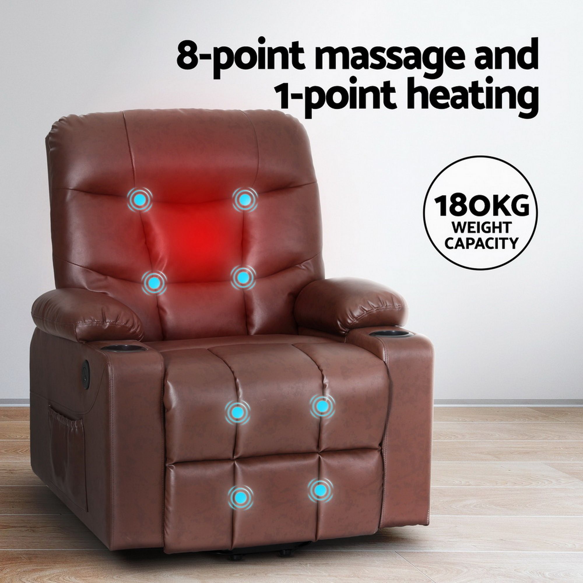 Artiss Recliner Chair Lift Assist Heated Massage Chair Leather Claude-Furniture > Bar Stools &amp; Chairs-PEROZ Accessories