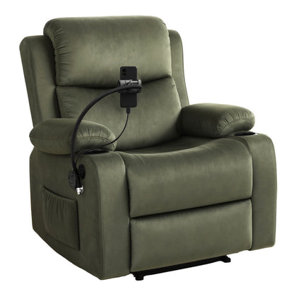 Artiss Recliner Chair Heated Massage Chair with Phone Holder Velvet-Furniture &gt; Bar Stools &amp; Chairs &gt; Arm Chairs &amp; Recliners-PEROZ Accessories