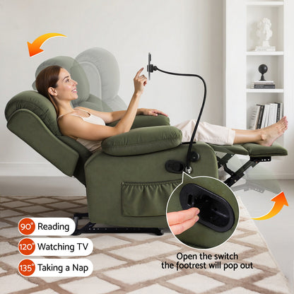 Artiss Recliner Chair Heated Massage Chair with Phone Holder Velvet-Furniture &gt; Bar Stools &amp; Chairs &gt; Arm Chairs &amp; Recliners-PEROZ Accessories