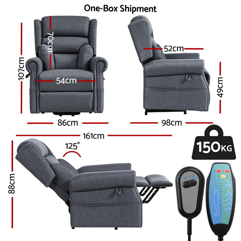 Artiss Electric Recliner Chair Power Lift Massage Heated Recliner Sofa-Furniture &gt; Bar Stools &amp; Chairs &gt; Arm Chairs &amp; Recliners-PEROZ Accessories
