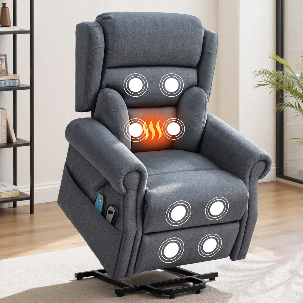 Artiss Electric Recliner Chair Power Lift Massage Heated Recliner Sofa-Furniture &gt; Bar Stools &amp; Chairs &gt; Arm Chairs &amp; Recliners-PEROZ Accessories
