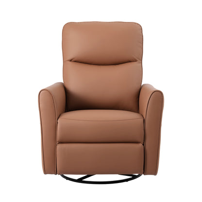 Artiss Swivel Recliner Chair Leather Rocking Reclining Sofa with Charging Ports LED Brown-Furniture > Bar Stools &amp; Chairs > Arm Chairs &amp; Recliners-PEROZ Accessories