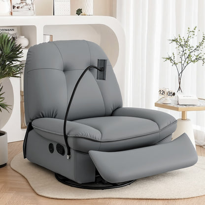 Artiss Manual Swivel Rocker Recliner with USB Ports Rocking Chair Nursery Sofa Lounge-Furniture > Bar Stools &amp; Chairs > Arm Chairs &amp; Recliners-PEROZ Accessories