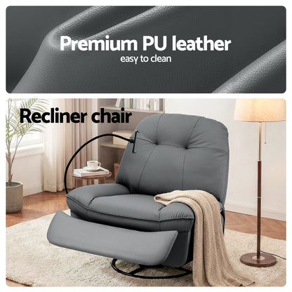 Artiss Manual Swivel Rocker Recliner with USB Ports Rocking Chair Nursery Sofa Lounge-Furniture > Bar Stools &amp; Chairs > Arm Chairs &amp; Recliners-PEROZ Accessories