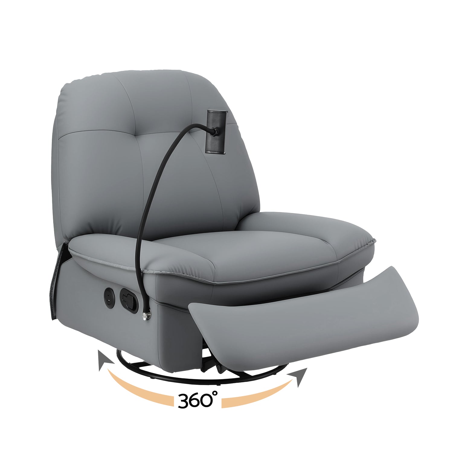 Artiss Manual Swivel Rocker Recliner with USB Ports Rocking Chair Nursery Sofa Lounge-Furniture > Bar Stools &amp; Chairs > Arm Chairs &amp; Recliners-PEROZ Accessories