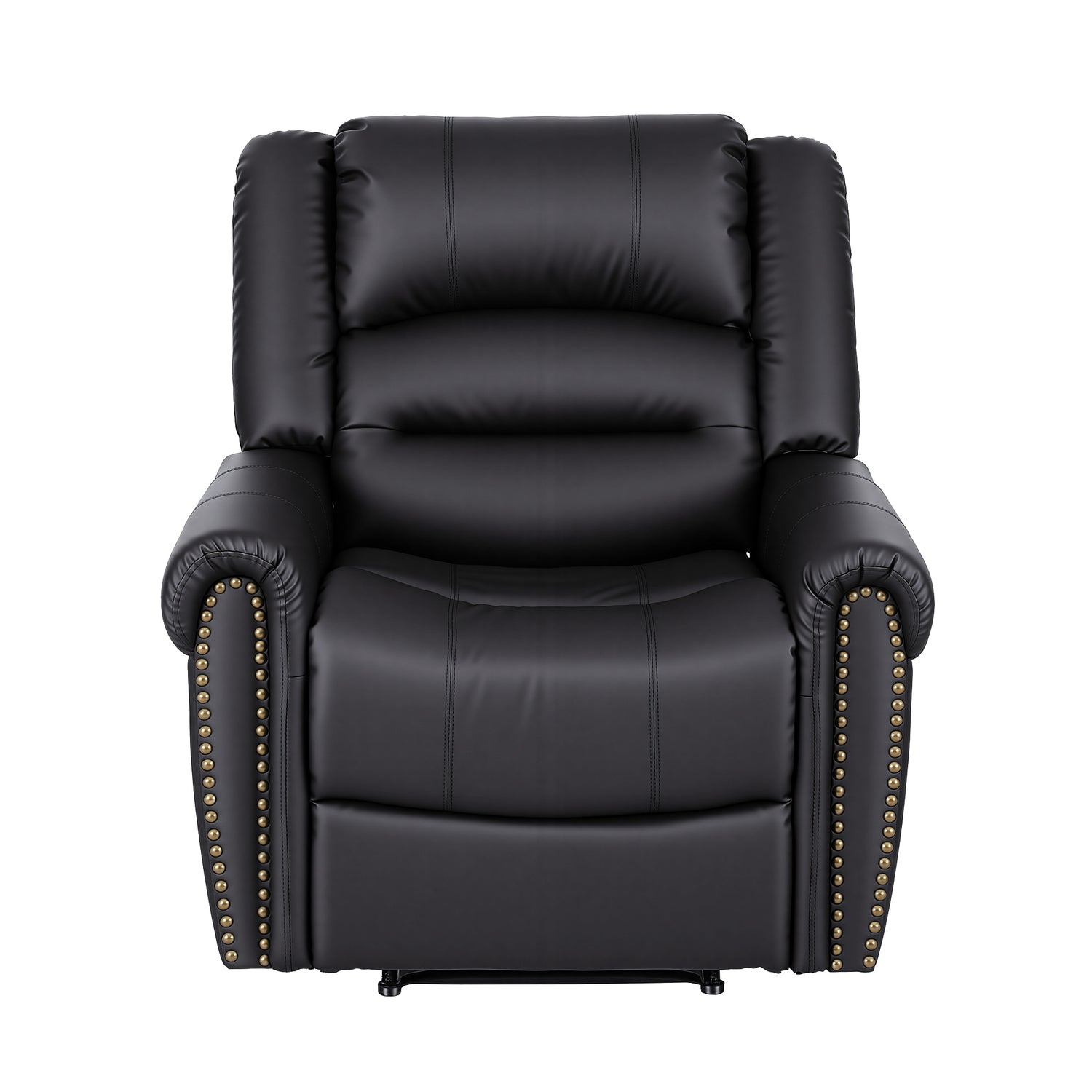 Artiss Leather Manual Recliner Chair with USB Charge Port, Overstuffed Armchair Sofa for Living Room and Nursery, Asjustable Theater Reclining Lounge with Comfortable Wide Seat, 150kg Capacity, Black-Furniture > Bar Stools &amp; Chairs > Arm Chairs &amp; Recliners-PEROZ Accessories