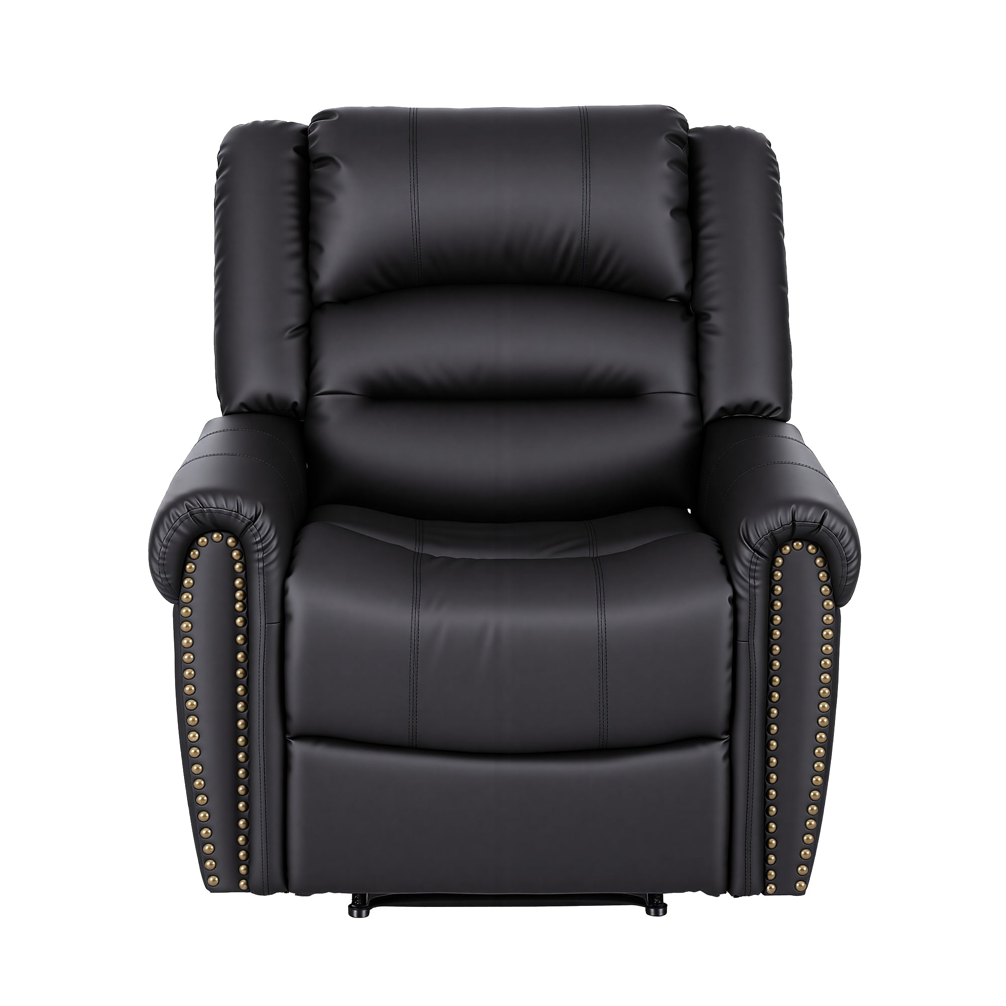 Artiss Leather Manual Recliner Chair with USB Charge Port, Overstuffed Armchair Sofa for Living Room and Nursery, Asjustable Theater Reclining Lounge with Comfortable Wide Seat, 150kg Capacity, Black-Furniture > Bar Stools &amp; Chairs > Arm Chairs &amp; Recliners-PEROZ Accessories