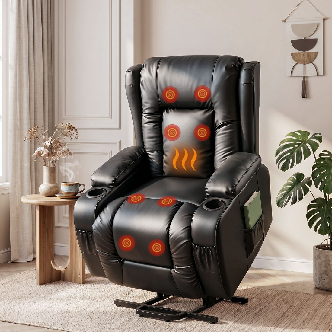 Artiss Recliner Chair Lift Assist Heated Massage Chair Leather Rukwa-Health &amp; Beauty > Massage-PEROZ Accessories