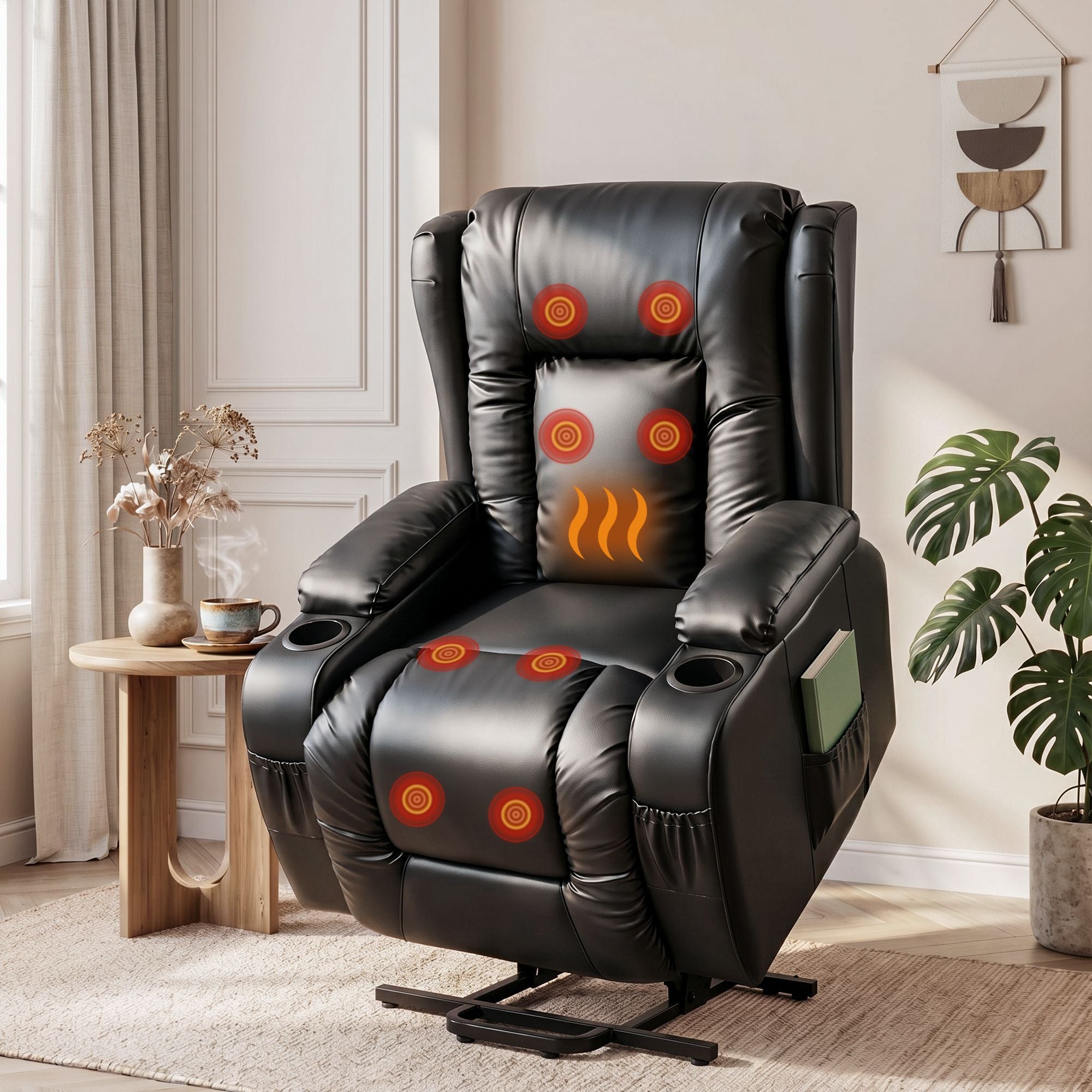 Artiss Recliner Chair Lift Assist Heated Massage Chair Leather Rukwa-Health &amp; Beauty > Massage-PEROZ Accessories