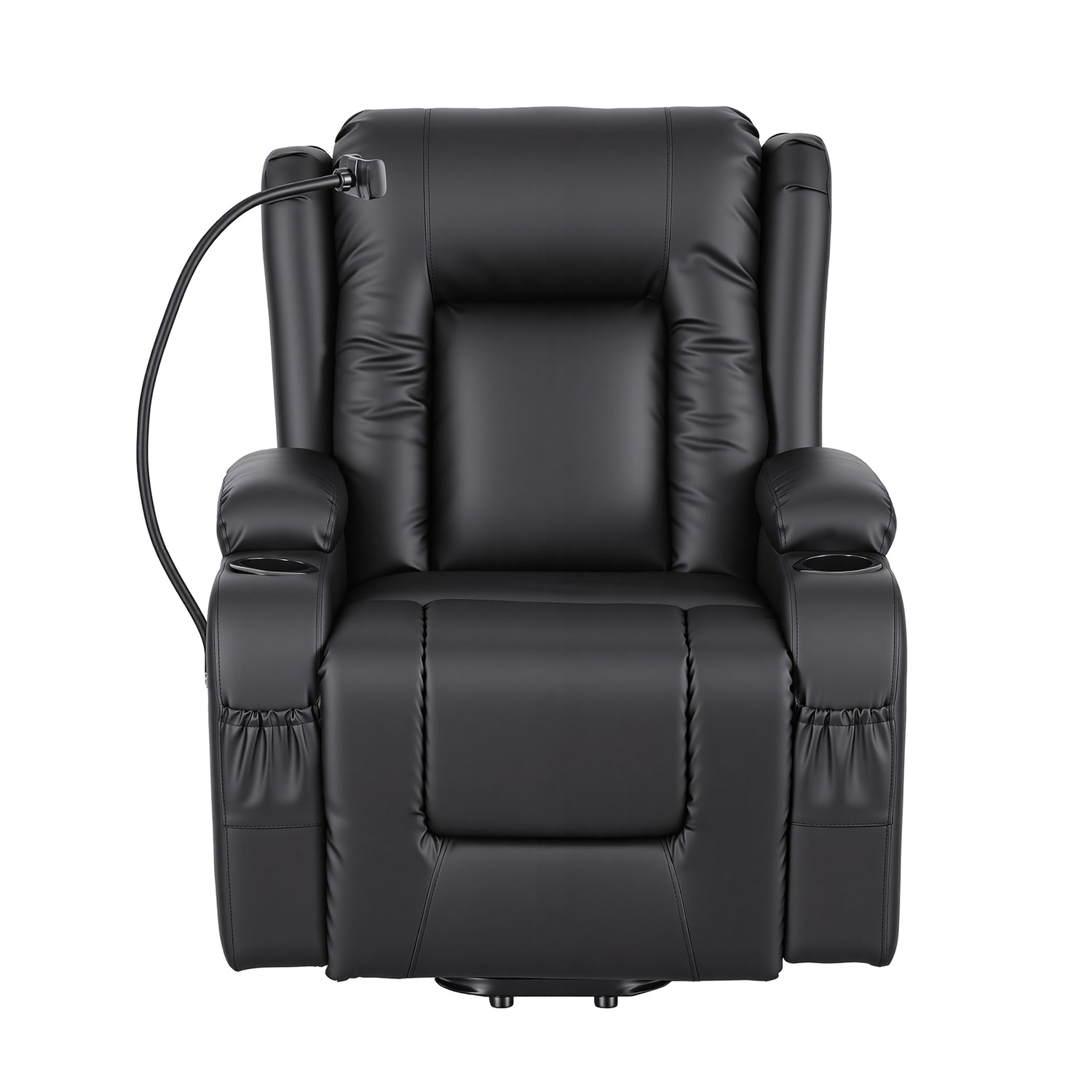 Artiss Power Lift Recliner Chair with Massage and Heat for Elderly, Electric Sofa Reclining Chair with USB and Phone Holder, PU Leather Comfy Armchair for Living Room, 2 Cup Holder &amp; 4 Pockets, Black-Furniture > Bar Stools &amp; Chairs > Arm Chairs &amp; Recliners-PEROZ Accessories