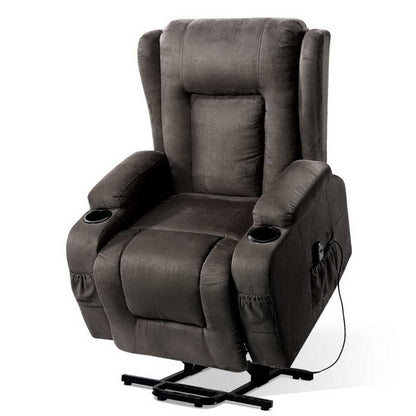 Artiss Recliner Chair Lift Assist Heated Massage Chair Velvet Rukwa-Health &amp; Beauty > Massage-PEROZ Accessories