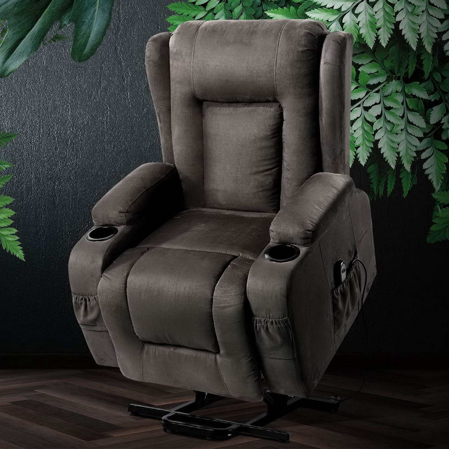 Artiss Recliner Chair Lift Assist Heated Massage Chair Velvet Rukwa-Health &amp; Beauty > Massage-PEROZ Accessories