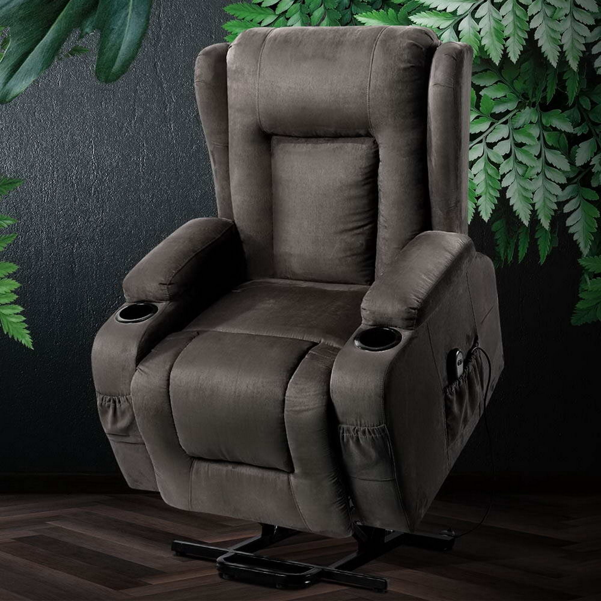 Artiss Recliner Chair Lift Assist Heated Massage Chair Velvet Rukwa-Health &amp; Beauty > Massage-PEROZ Accessories