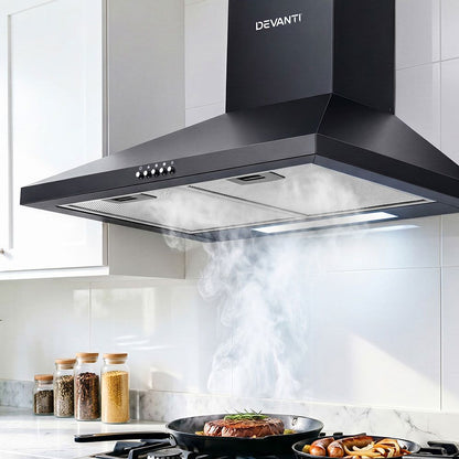Devanti 600mm Range Hood 60cm Rangehood Black-Rangehoods-PEROZ Accessories