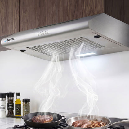 Devanti 600mm Range Hood 60cm Rangehood Stainless Steel-Rangehoods-PEROZ Accessories