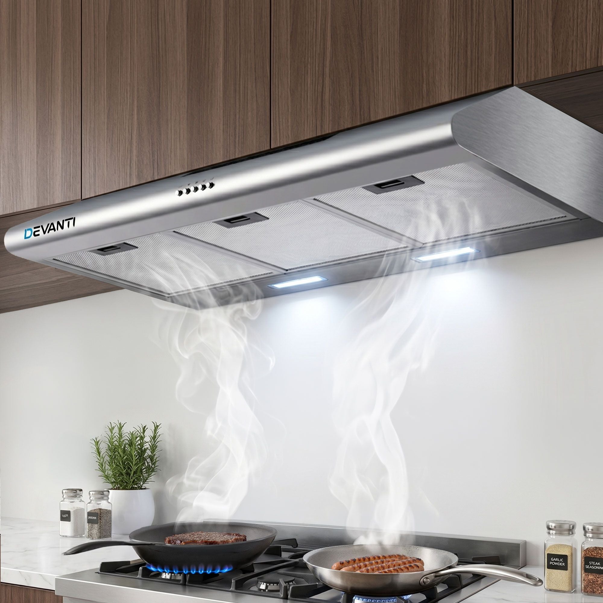 Devanti 900mm Range Hood 90cm Rangehood Stainless Steel-Rangehoods-PEROZ Accessories