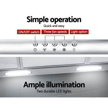Devanti 900mm Range Hood 90cm Rangehood Stainless Steel-Rangehoods-PEROZ Accessories