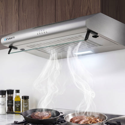 Devanti 600mm Range Hood 60cm Rangehood Kitchen Canopy LED Light Stainless Steel-Appliances > Kitchen Appliances-PEROZ Accessories