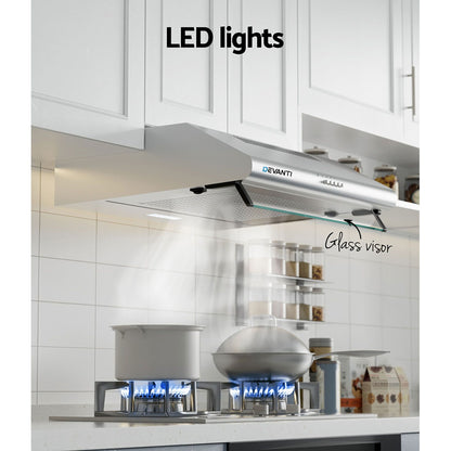 Devanti 600mm Range Hood 60cm Rangehood Kitchen Canopy LED Light Stainless Steel-Appliances > Kitchen Appliances-PEROZ Accessories