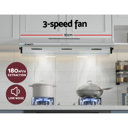 Devanti 900mm Range Hood 90cm Rangehood Stainless Steel-Appliances &gt; Kitchen Appliances &gt; Cooking Ranges-PEROZ Accessories