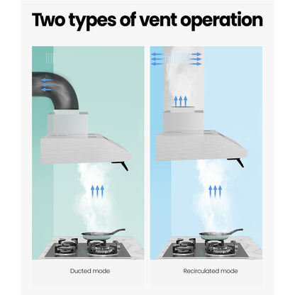 Devanti 900mm Range Hood 90cm Rangehood Stainless Steel-Appliances &gt; Kitchen Appliances &gt; Cooking Ranges-PEROZ Accessories