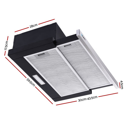 Devanti 600mm Range Hood 60cm Slide out Rangehood Stainless Steel-Rangehoods-PEROZ Accessories