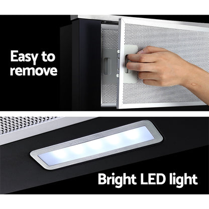 Devanti 600mm Range Hood 60cm Slide out Rangehood Stainless Steel-Rangehoods-PEROZ Accessories