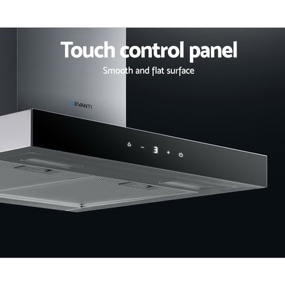 Devanti 600mm Range Hood 60cm Rangehood Glass Stainless Steel-Rangehoods-PEROZ Accessories