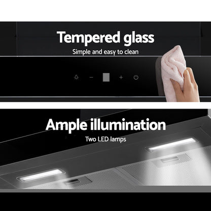 Devanti 600mm Range Hood 60cm Rangehood Glass Stainless Steel-Rangehoods-PEROZ Accessories