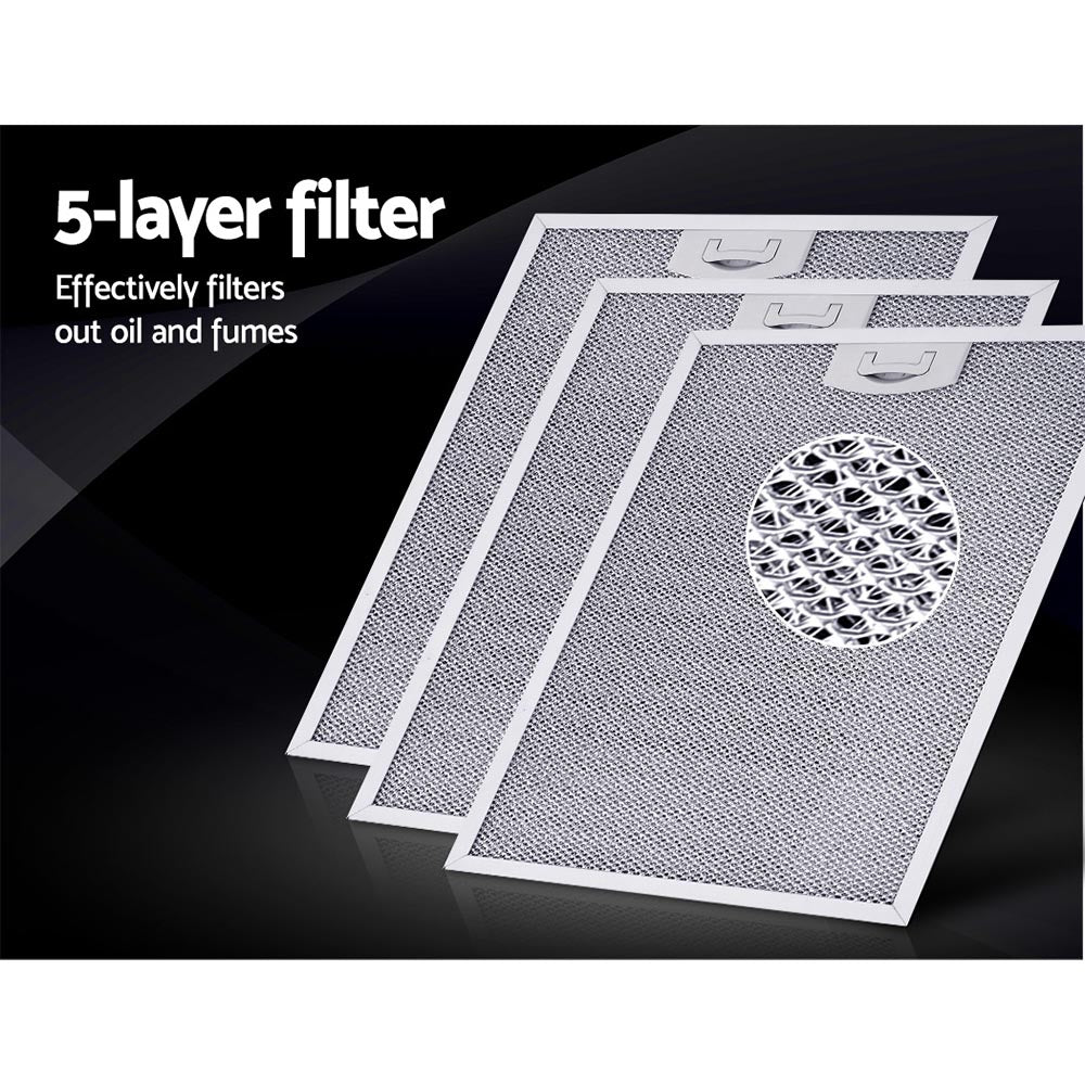 Devanti 900mm Range Hood 90cm Rangehood Glass Stainless Steel-Rangehoods-PEROZ Accessories