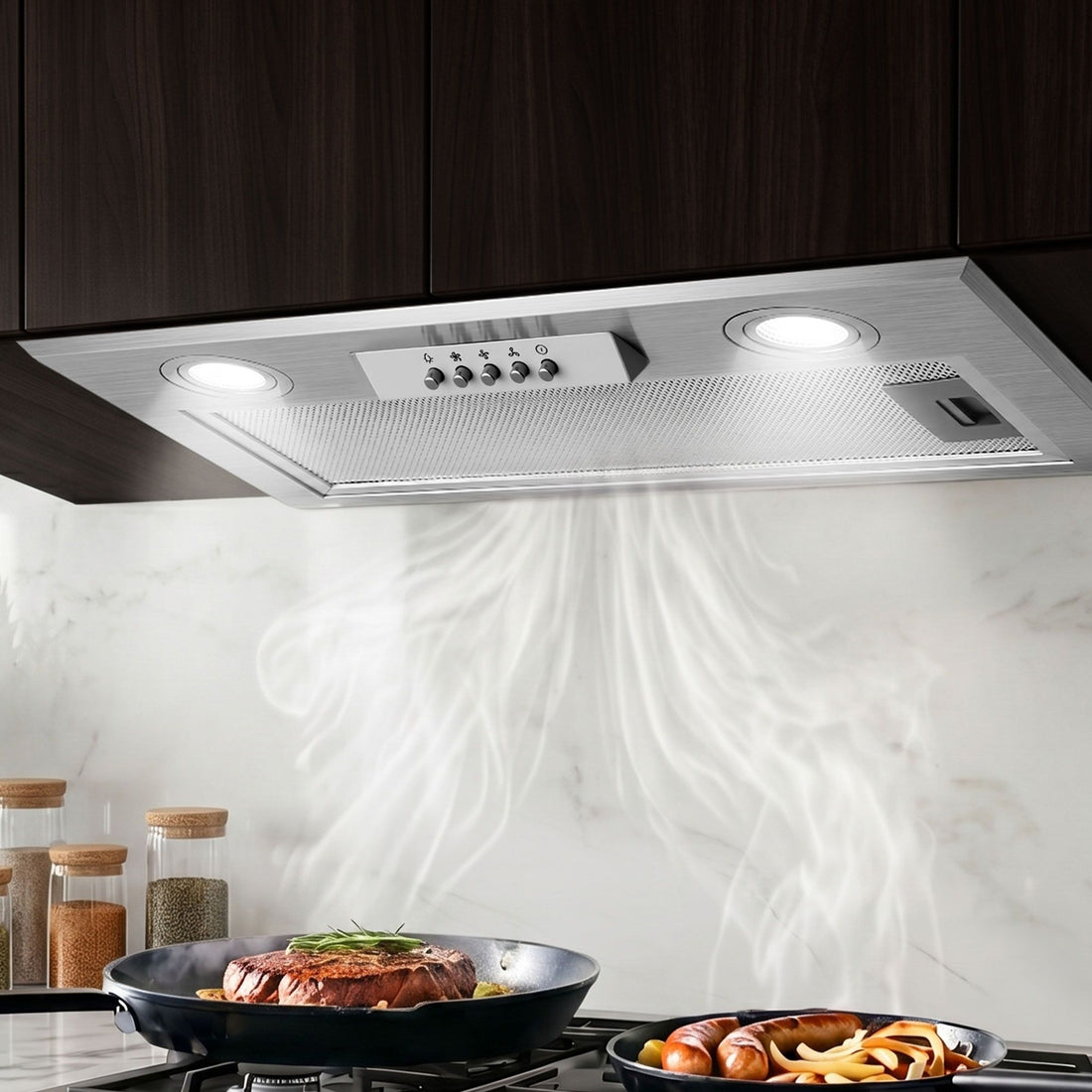 Devanti 520mm Range Hood 52cm Rangehood Stainless Steel-Rangehoods-PEROZ Accessories
