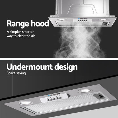 Devanti 520mm Range Hood 52cm Rangehood Stainless Steel-Rangehoods-PEROZ Accessories