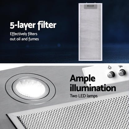 Devanti 520mm Range Hood 52cm Rangehood Stainless Steel-Rangehoods-PEROZ Accessories