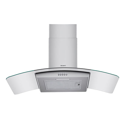 Devanti 90cm Range Hood Curved Glass Canopy Rangehood Kitchen Exhaust Fan-Appliances > Kitchen Appliances > Cooking Ranges-PEROZ Accessories