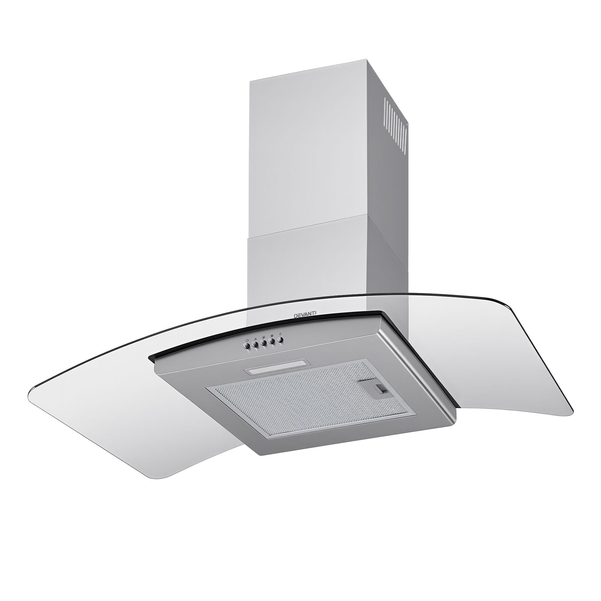Devanti 90cm Range Hood Curved Glass Canopy Rangehood Kitchen Exhaust Fan-Appliances > Kitchen Appliances > Cooking Ranges-PEROZ Accessories