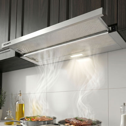 Devanti 900mm Range Hood 90cm Slide out Rangehood Stainless Steel-Appliances > Kitchen Appliances-PEROZ Accessories