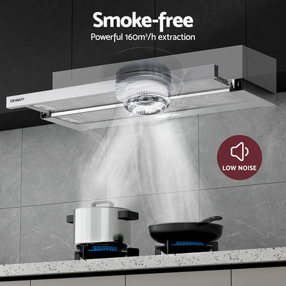 Devanti 900mm Range Hood 90cm Slide out Rangehood Stainless Steel-Appliances > Kitchen Appliances-PEROZ Accessories