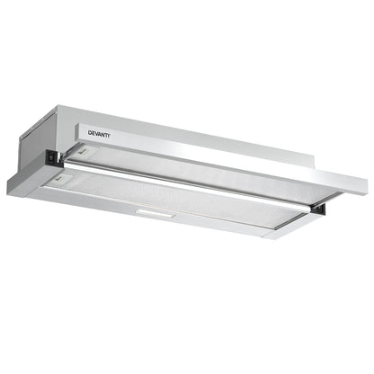 Devanti 900mm Range Hood 90cm Slide out Rangehood Stainless Steel-Appliances &gt; Kitchen Appliances-PEROZ Accessories