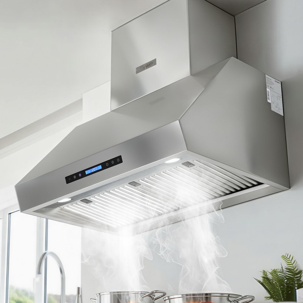 Devanti 900mm Range Hood 3-Speed Fan LED Display Remote Control-Appliances &gt; Kitchen Appliances &gt; Cooking Ranges-PEROZ Accessories