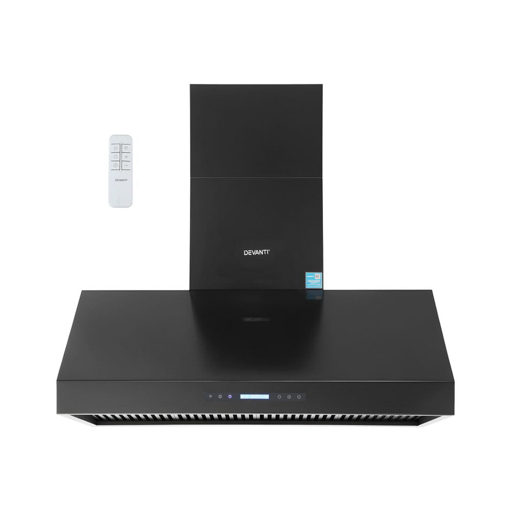 Devanti 1200mm Commercial BBQ Range Hood Dual Motor W/ Remote Control Black-Appliances &gt; Kitchen Appliances &gt; Cooking Ranges-PEROZ Accessories