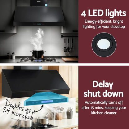 Devanti 1200mm Commercial BBQ Range Hood Dual Motor W/ Remote Control Black-Appliances &gt; Kitchen Appliances &gt; Cooking Ranges-PEROZ Accessories