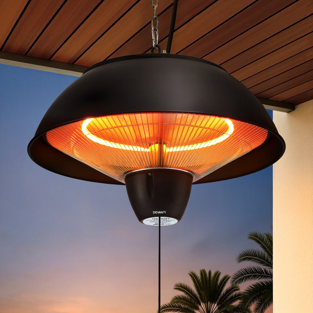 Devanti 1500W Electric Patio Infrared Heater Hanging Heaters Ceiling Mounted Remote-Appliances > Heaters > Patio Heaters-PEROZ Accessories