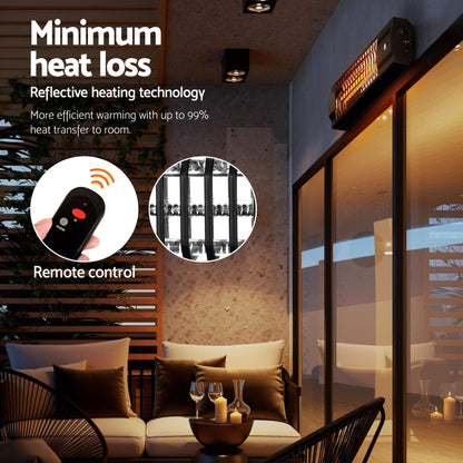 Devanti Electric Strip Heater Radiant Heaters 2000W-Heaters-PEROZ Accessories