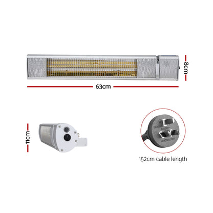 Devanti Electric Strip Heater Infrared Radiant Heaters 2000W-Heaters-PEROZ Accessories