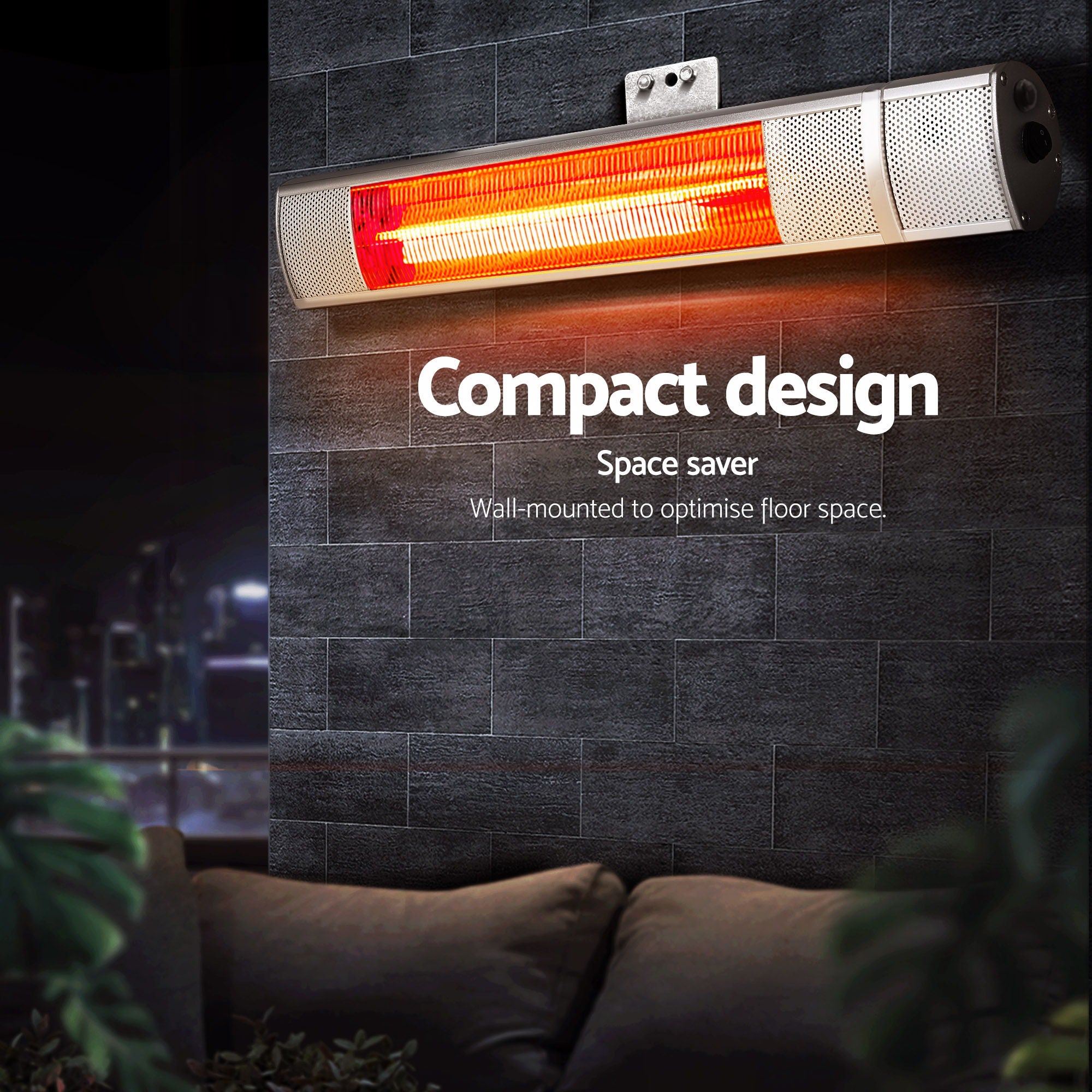 Devanti Electric Strip Heater Infrared Radiant Heaters 2000W-Heaters-PEROZ Accessories