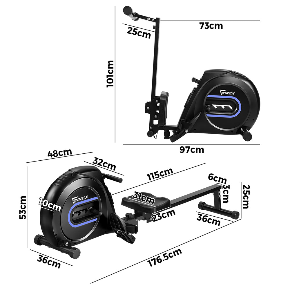Finex Rowing Machine Elastic Rope Resistance Rower Adjustable Home Gym Fitness-Rowing Machine-PEROZ Accessories